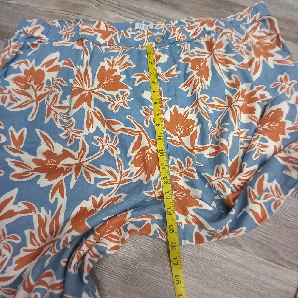 Denim & Co. Naturals Printed Wide Leg Linen Blend Pants Plus Size 3X - Picture 8 of 11